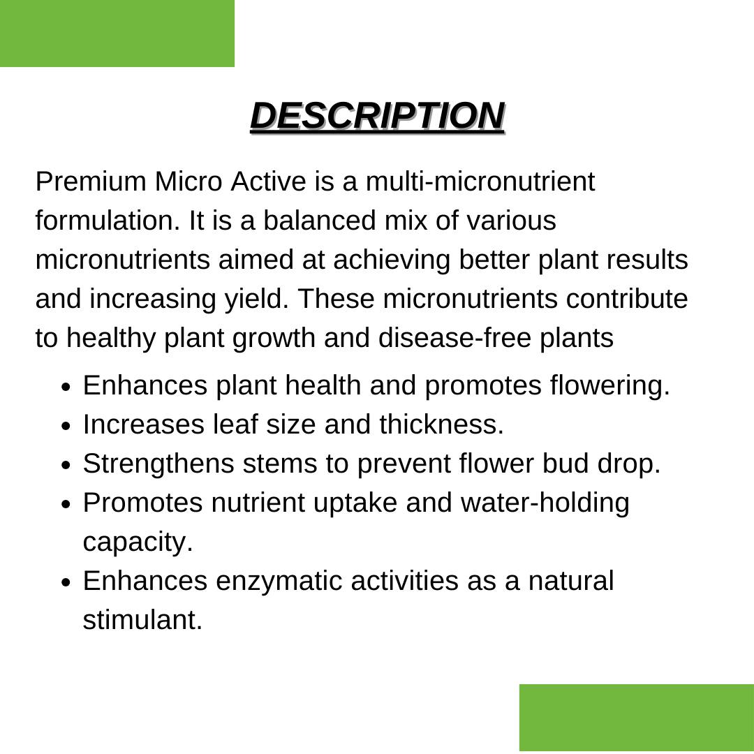 MICRO-ACTIVE+ | Liquid micronutrient fertilizer | liquid plant nutrition | Micronutrient blend for plants | Micronutrient booster for crops | Fertilizer with growth stimulant | Micronutrient foliar spray