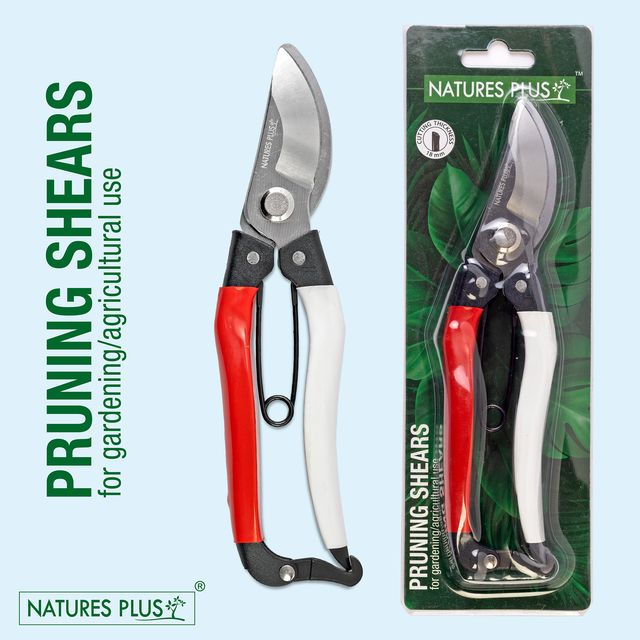 NATURES PLUS | GARDENING TOOLS SET,GARDENING TOOLS SET OF 6 | Hand Trowel, Cultivator, Weeder, Pruning Shears Red & White, Gloves, Garden Sprayer 1 Ltr.