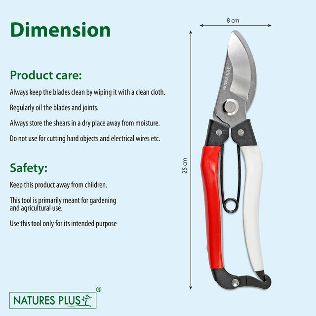 NATURES PLUS | PRUNING SHEAR RED & WHITE | BYPASS PRUNERS,SECATURES,GARDEN HAND SHEARS,FRUIT CUTTER,PREMIUM PRUNERS