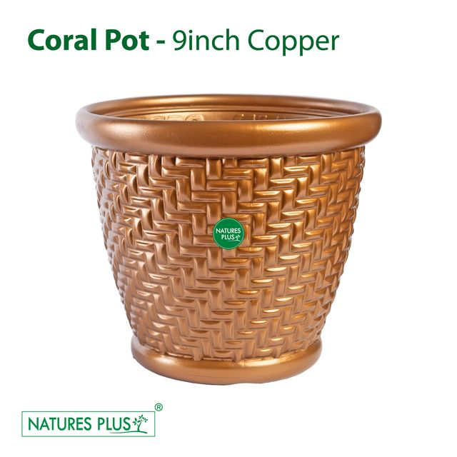 NATURES PLUS | CORAL POT 9 INCH COPPER | PACK OF 3