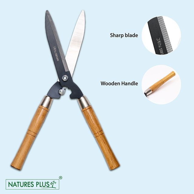 NATURES PLUS | HEDGE SHEAR WOODEN HANDLE | AGRICULTURE AND GARDEN USE