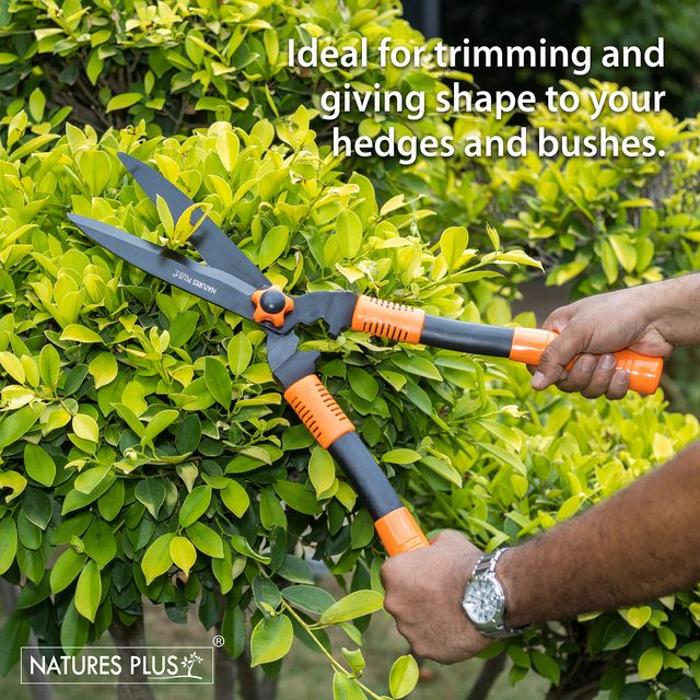 NATURES PLUS | HEDGE SHEAR PLASTIC GRIP | HEDGE CUTTER,PLANT CUTTING SCISSORS,GARDEN TOOL,BUSH CUTTER,CLIPPERS,