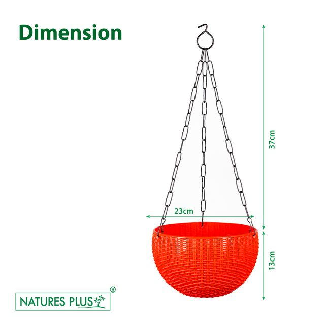 NATURES PLUS | RATTAN HANGING POT 8 INCH RED | SET OF 6