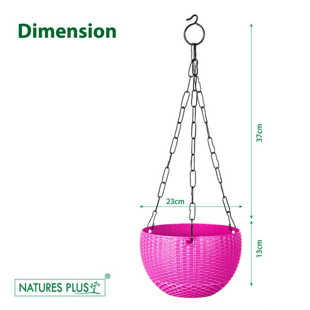 NATURES PLUS | RATTAN HANGING POT 8 INCH PINK | SET OF 6