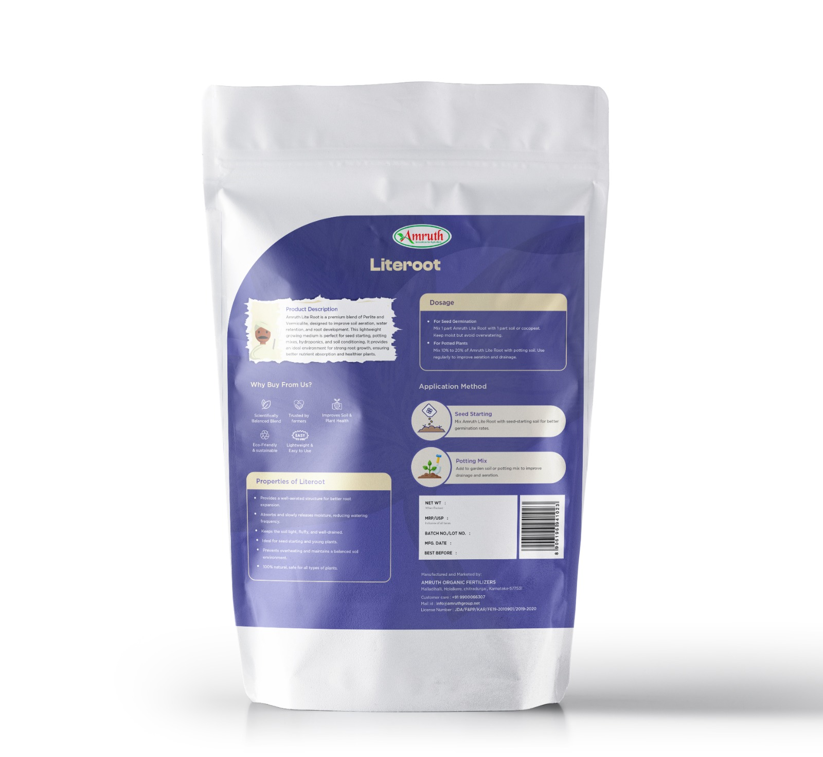 AMRUTH LITE ROOT| Perlite vermiculite mix| Soil aeration and drainage| Rooting media for plants| Hydroponic growing medium|Seed starting mix| Root zone enhance| Organic nursery media