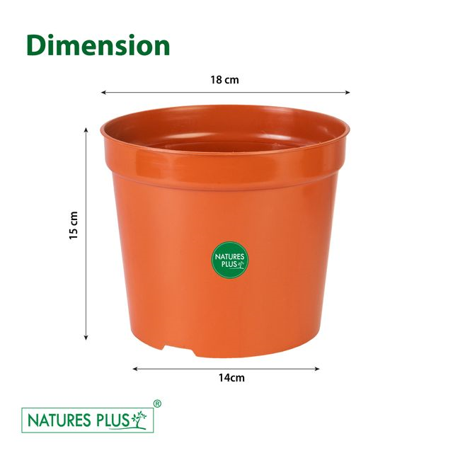 NATURES PLUS Plastic Flower Pots for Garden Planters 7 Inch Diameter Set of 6