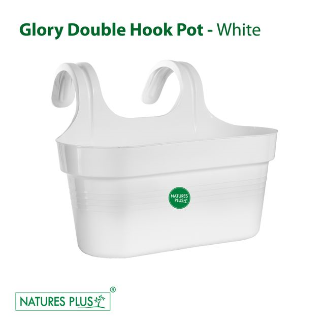 NATURES PLUS | GLORY DOUBLE HOOK POT WHITE | PACK OF 3