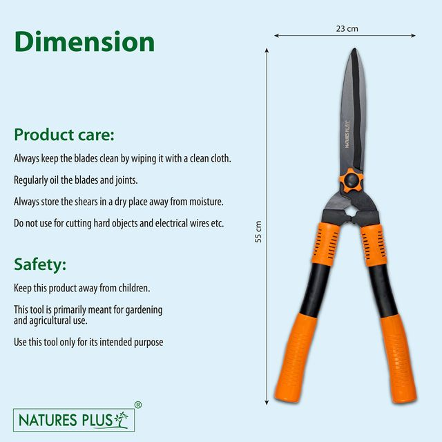 NATURES PLUS | HEDGE SHEAR PLASTIC GRIP | HEDGE CUTTER,PLANT CUTTING SCISSORS,GARDEN TOOL,BUSH CUTTER,CLIPPERS,