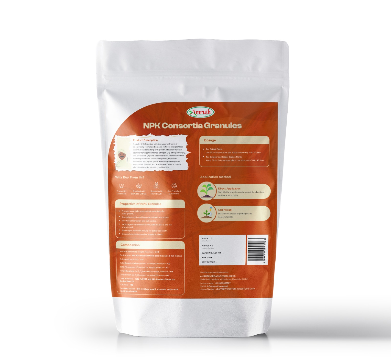 AMRUTH NPK CONSORTIA GRANULES| Bio NPK fertilizer| Organic NPK consortia| Nitrogen phosphorus potassium granules| Soil nutrient enhancer| Microbial fertilizer