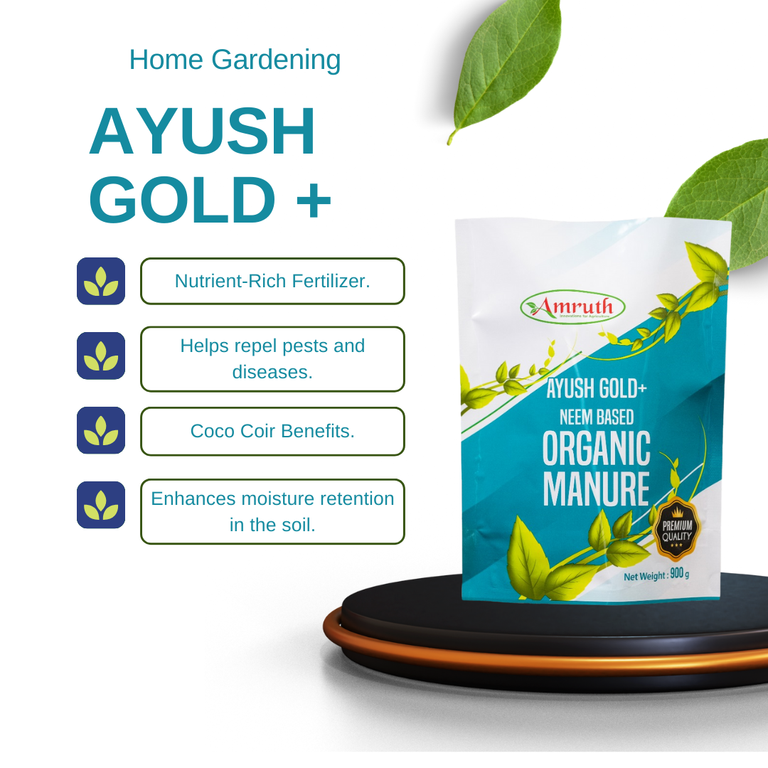 AYUSH GOLD + | Manure Fertilizers for Plants & Home Gardening-900 Gram