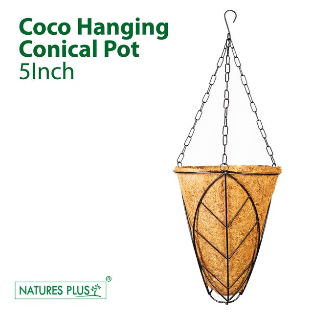 NATURES PLUS | COCO HANGING CONICAL POT 5 INCH | PACK OF 3