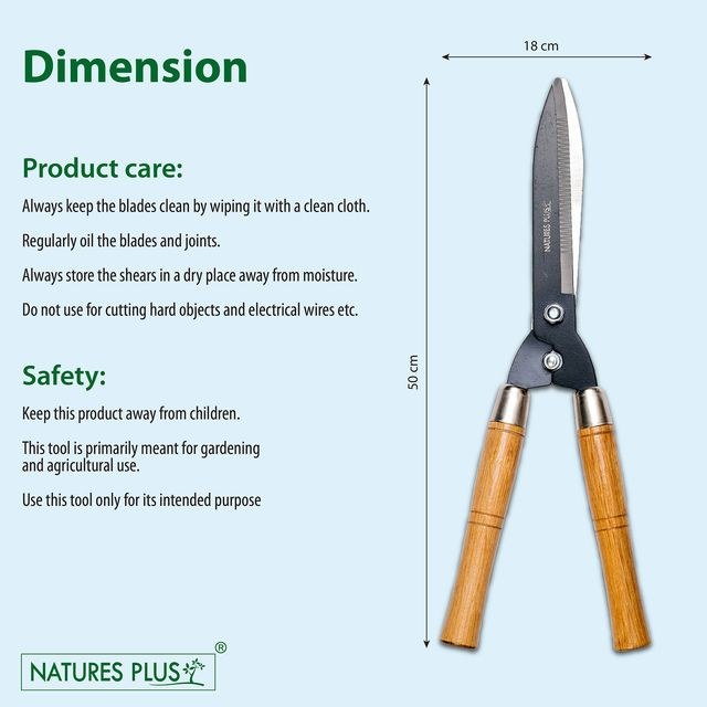 NATURES PLUS | HEDGE SHEAR WOODEN HANDLE | AGRICULTURE AND GARDEN USE