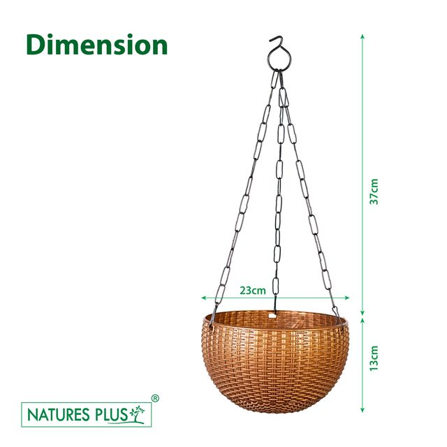 NATURES PLUS | RATTAN HANGING POT 8 INCH COPPER | SET OF 6